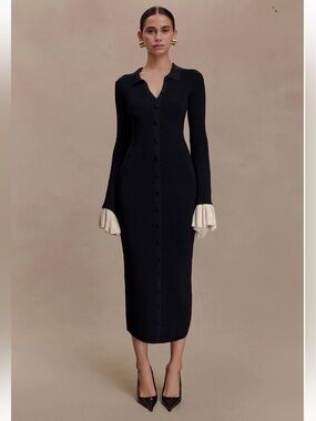 Meshki Amirose Ruffle Knit Midi Dress  🤩 NWT